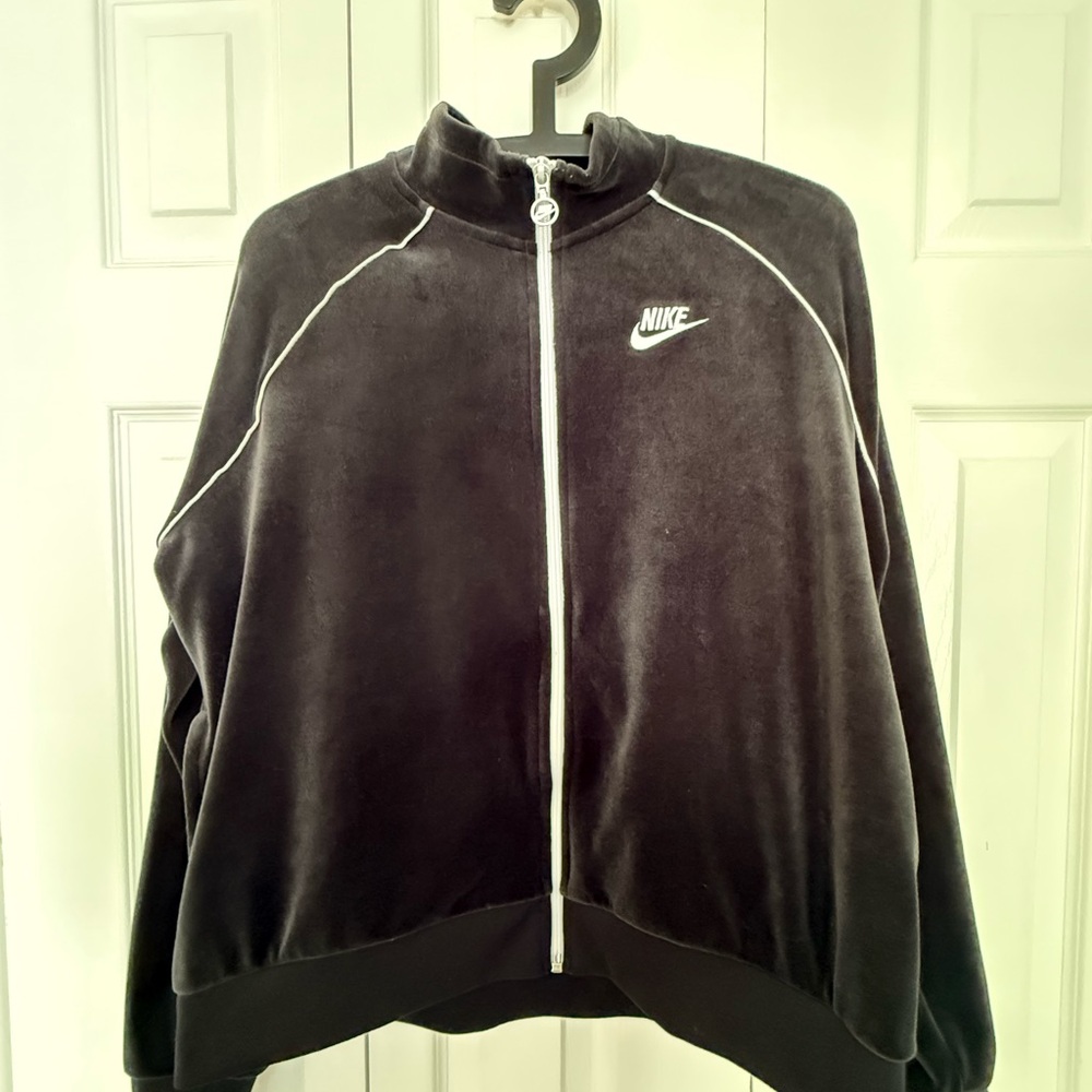 Nike Gray Velour Zip Up Track Jacket